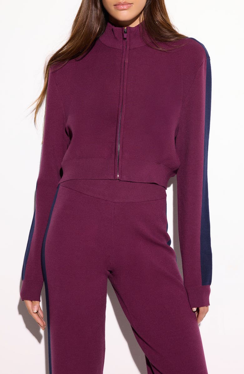 Spiritual Gangster Blake Jacquard Knit Wide Leg Pants, Alternate, color, Dark Dahlia