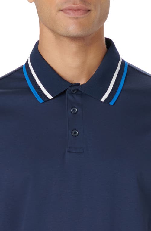 Bugatchi Tipped Short Sleeve Cotton Polo In Blue
