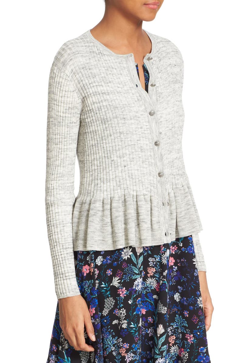 Rebecca Taylor Rib Knit Peplum Cardigan, Alternate, color, 