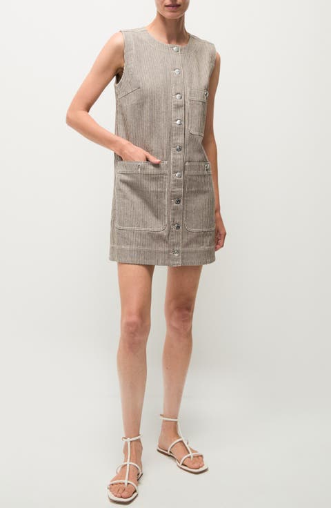 Oakley Railroad Stripe Stretch Cotton Shift Minidress
