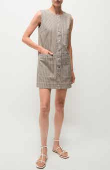 Veronica Beard Oakley Railroad Stripe Stretch Cotton Shift Minidress