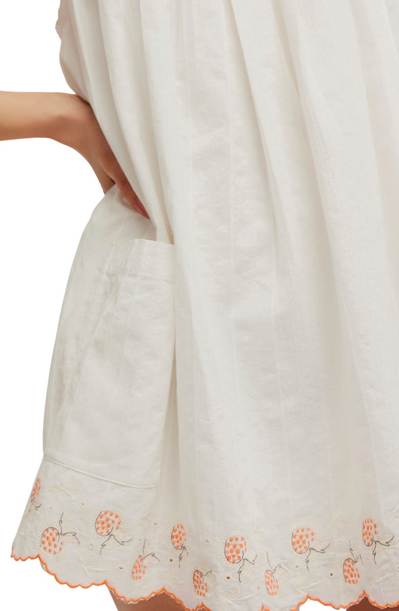 Free People Latecia Embroidered Cotton Babydoll Minidress, Alternate, color, Ivory Combo