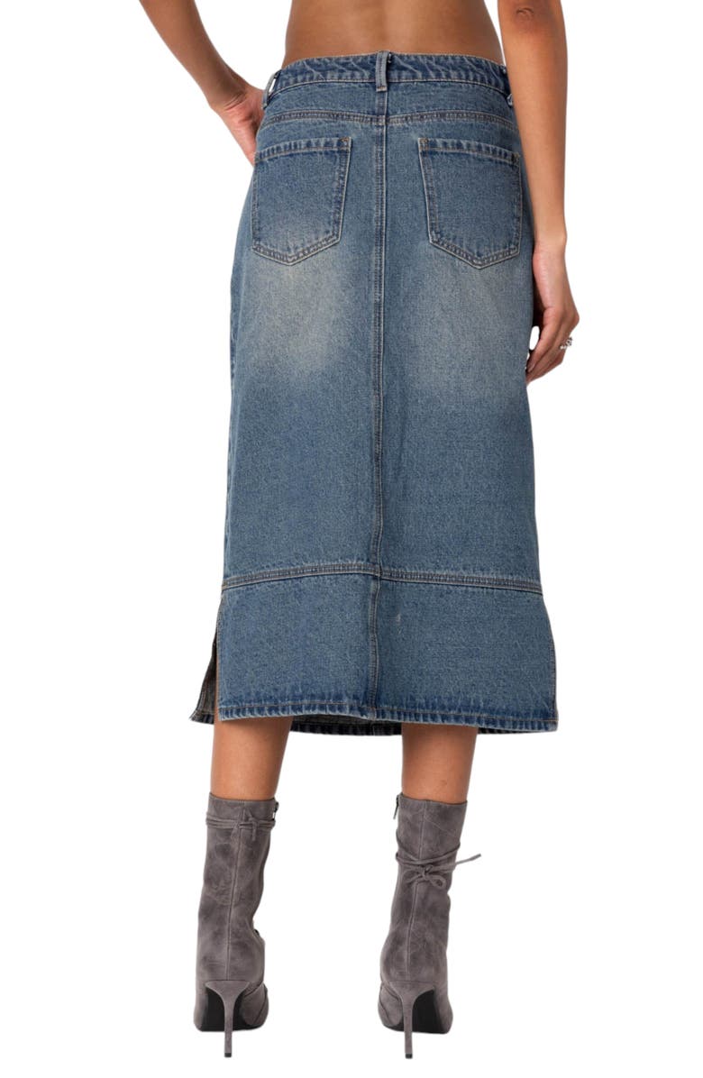 EDIKTED Lassy Denim Midi Skirt, Alternate, color,