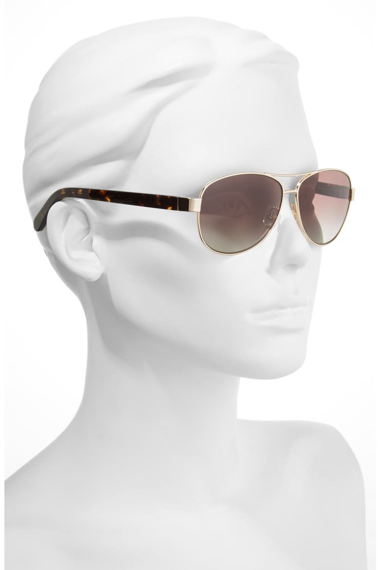 'dalia' 58mm polarized aviator sunglasses, Alternate, color, GOLD HAVANA