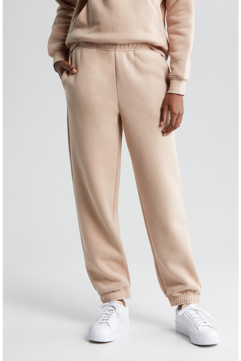 Cara Ultracozy Cotton Blend Fleece Joggers, Main, color, TAN TAUPE