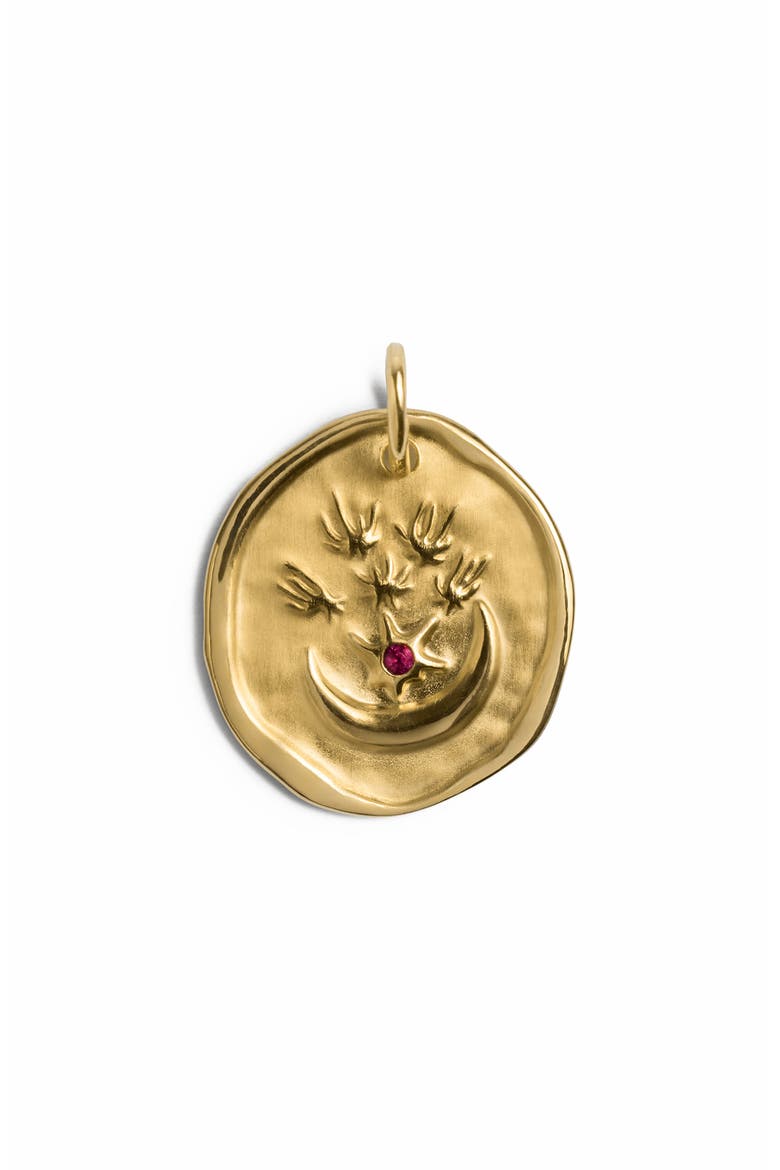 Birthstone Coin Pendant, Main, color, 18K GOLD VERMEIL/ RUBY
