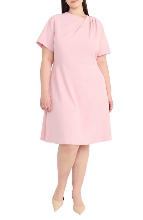 Maggy London Plus Size Pintucked Fit & Flare Dress In Shell Pink