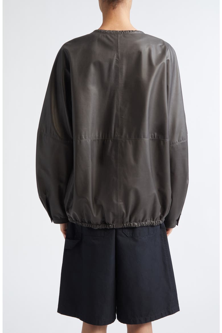 Bond Drawstring Leather Jacket, Alternate, color, CHARCOAL