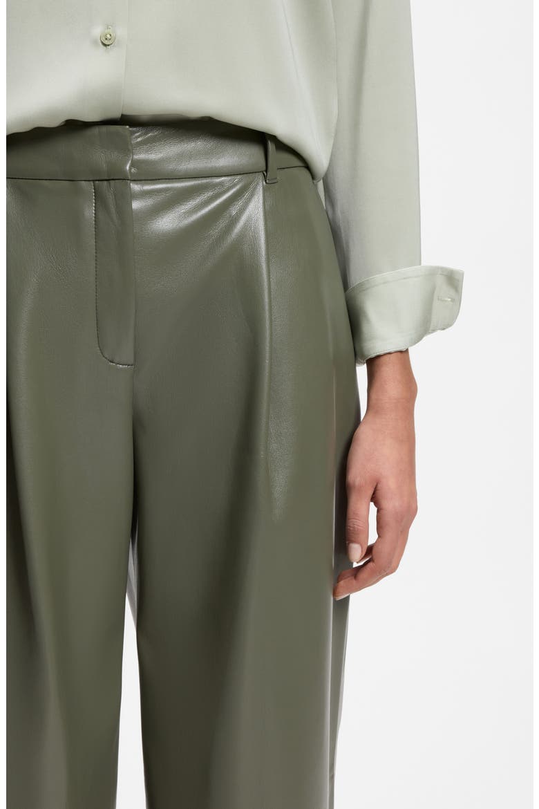 Tiana Pleated Faux Leather Pants, Alternate, color, TEA LEAF