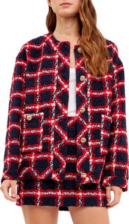 English Factory Plaid Bouclé Tweed Jacket