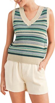 WISHLIST Stripe Open Knit V-Neck Sweater Vest