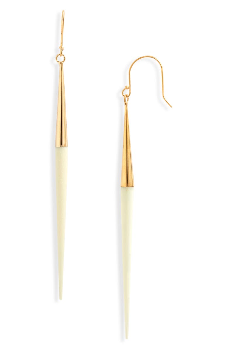 SOKO Bone Quill Drop Earrings, Main, color, Gold / White