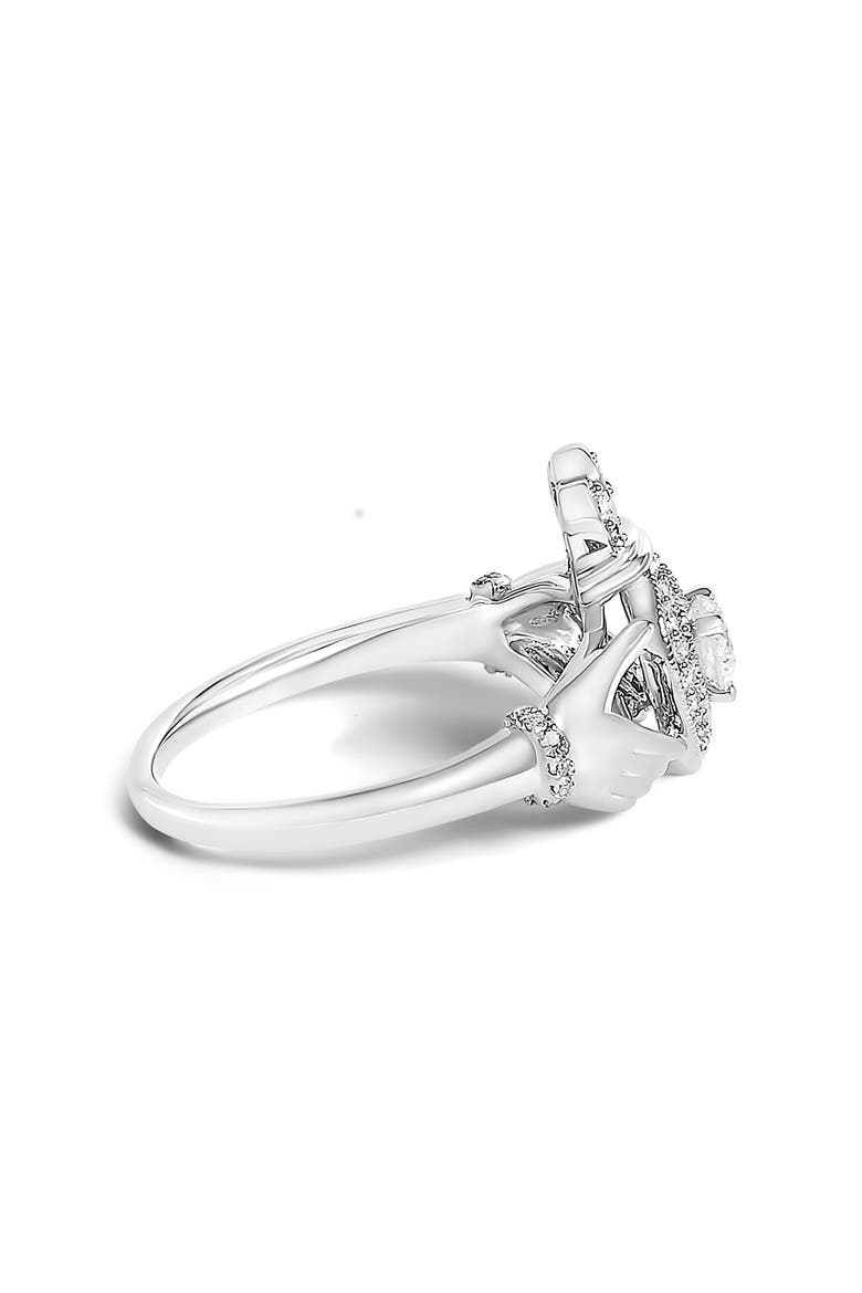 14K White Gold 3/8 Cttw Diamond Claddagh Heart Ring, Alternate, color, White Gold