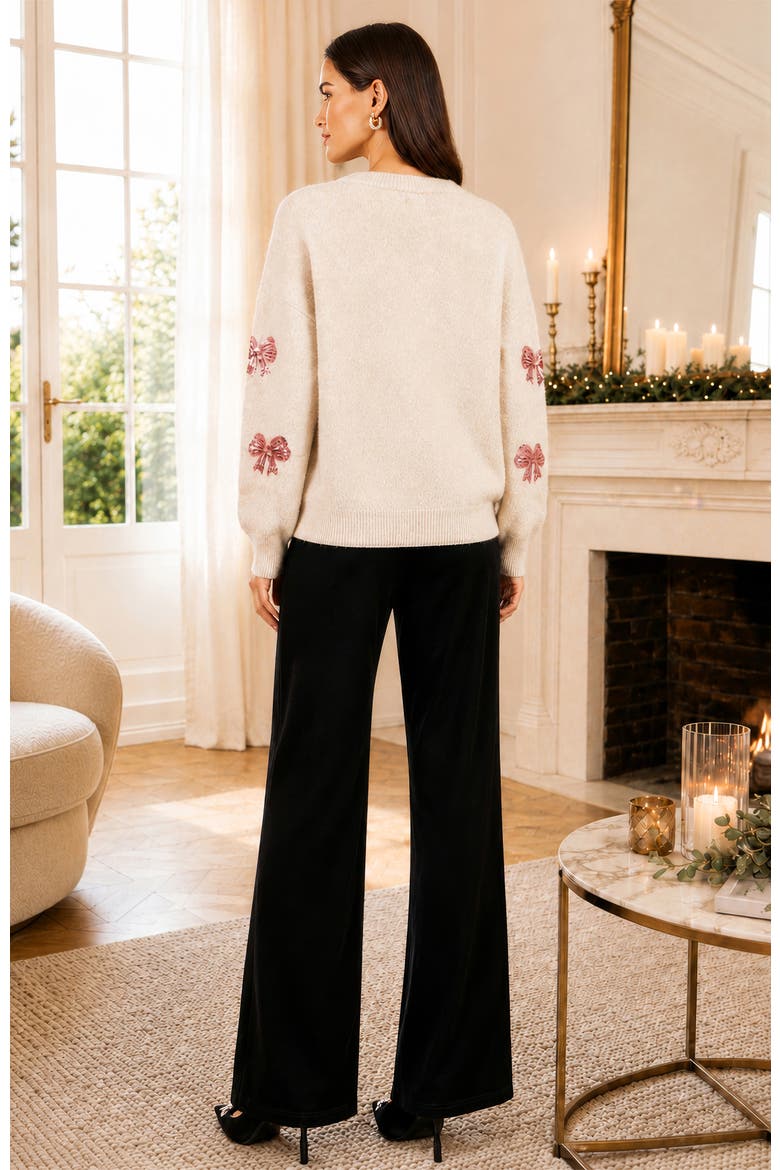 Relaxed Knit Sequin Bow Jumper, Alternate, color, Ivory