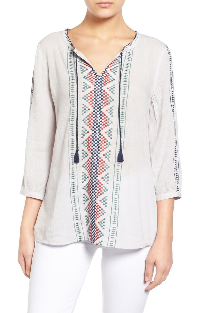 Caslon<sup>®</sup> Embroidered Boho Blouse, Main, color,