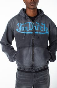 Von Dutch Invader Patch Acid Zip Up Hoodie Jacket