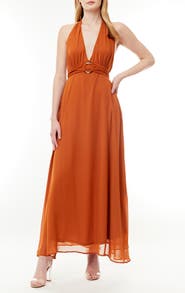 BY DESIGN Soho Belted Halter Maxi Dress