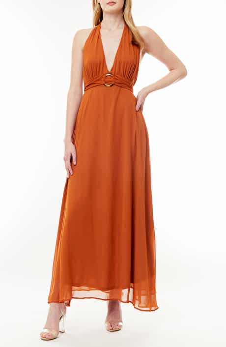 BY DESIGN Soho Belted Halter Maxi Dress