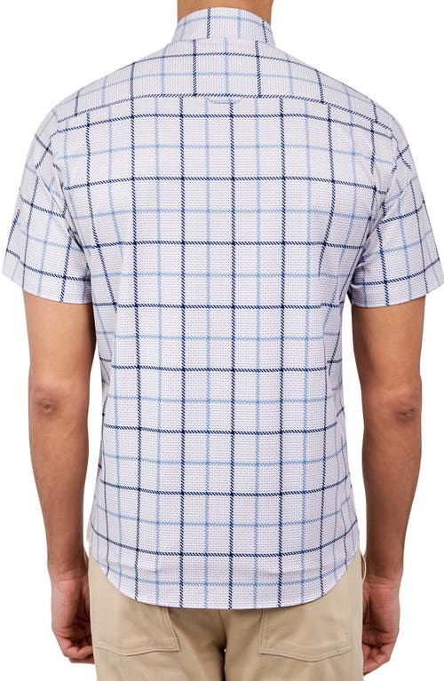 Brooklyn Brigade Gowanus Textured Grid Short Sleeve Shirt In Navy/blue