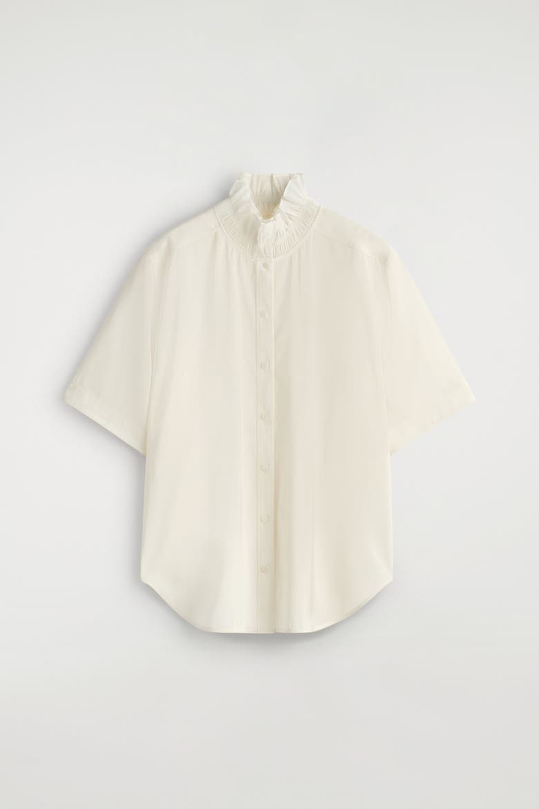 Ruffle-Collar Modal Blouse, Alternate, color, IVORY