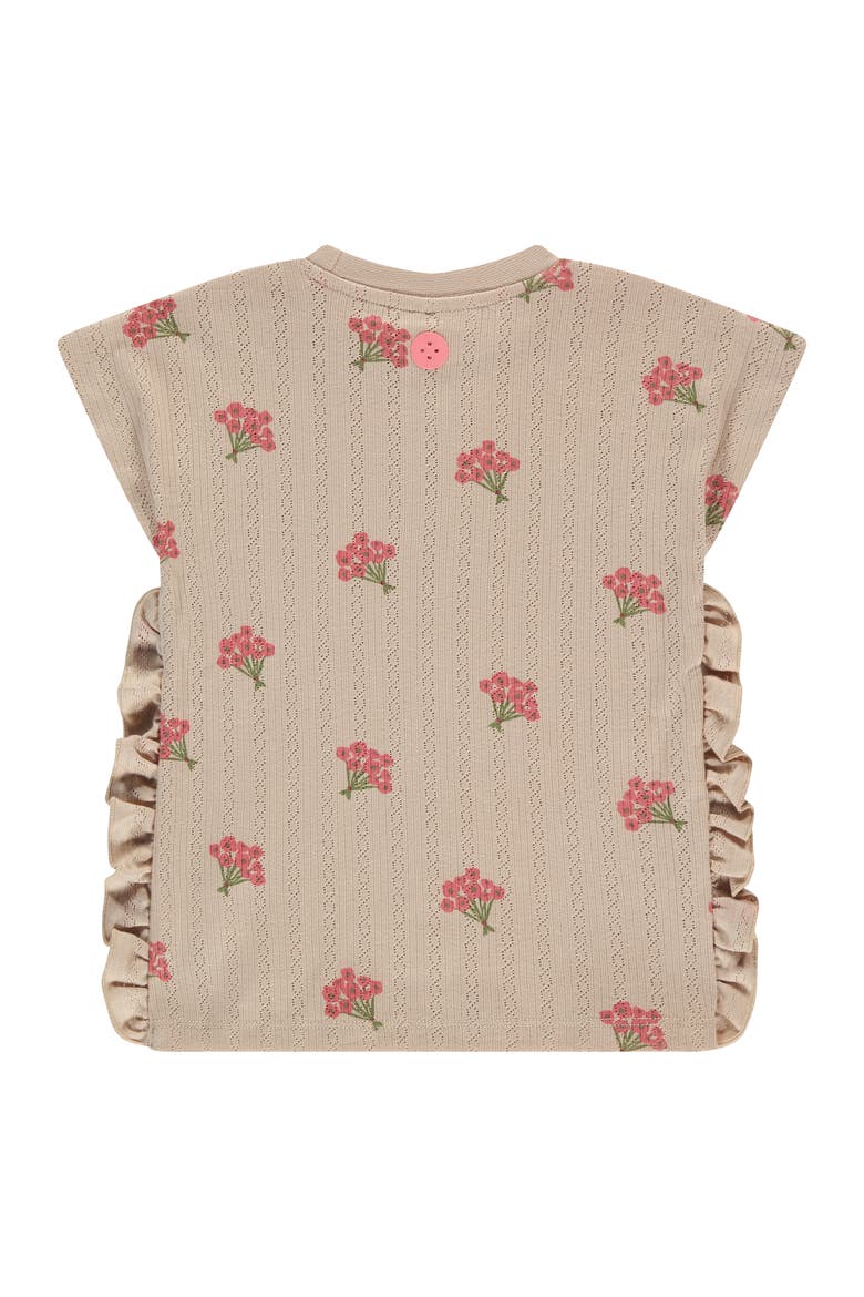 Floral Print Pointelle Top, Alternate, color, Beige