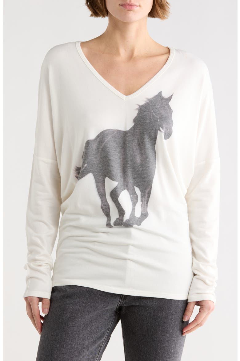 Horse V-Neck Sweater, Main, color, IVORY/ HORSE