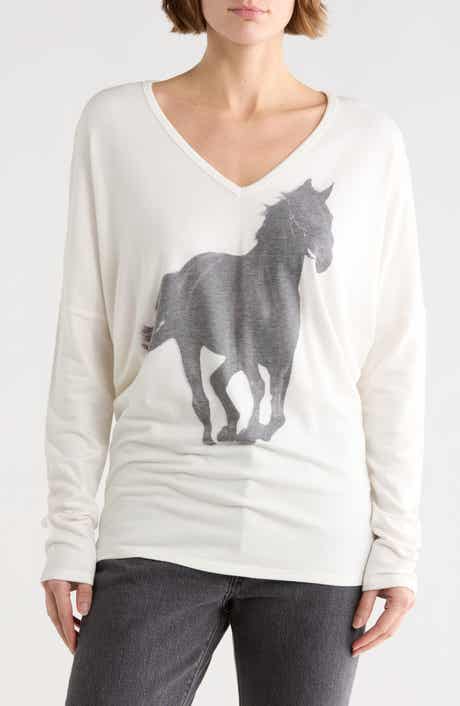 GO COUTURE Horse V-Neck Sweater