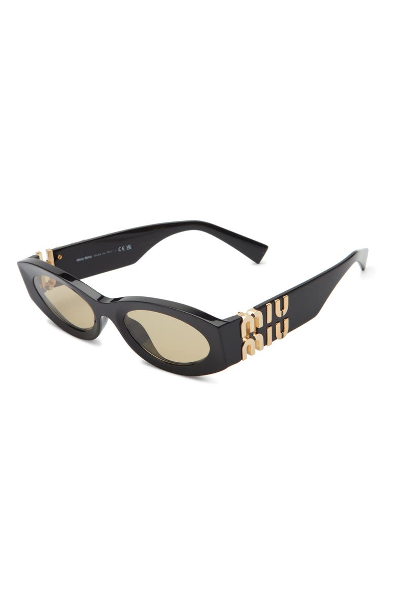 Miu Miu 54mm Rectangular Sunglasses, Alternate, color, Black/ Yellow