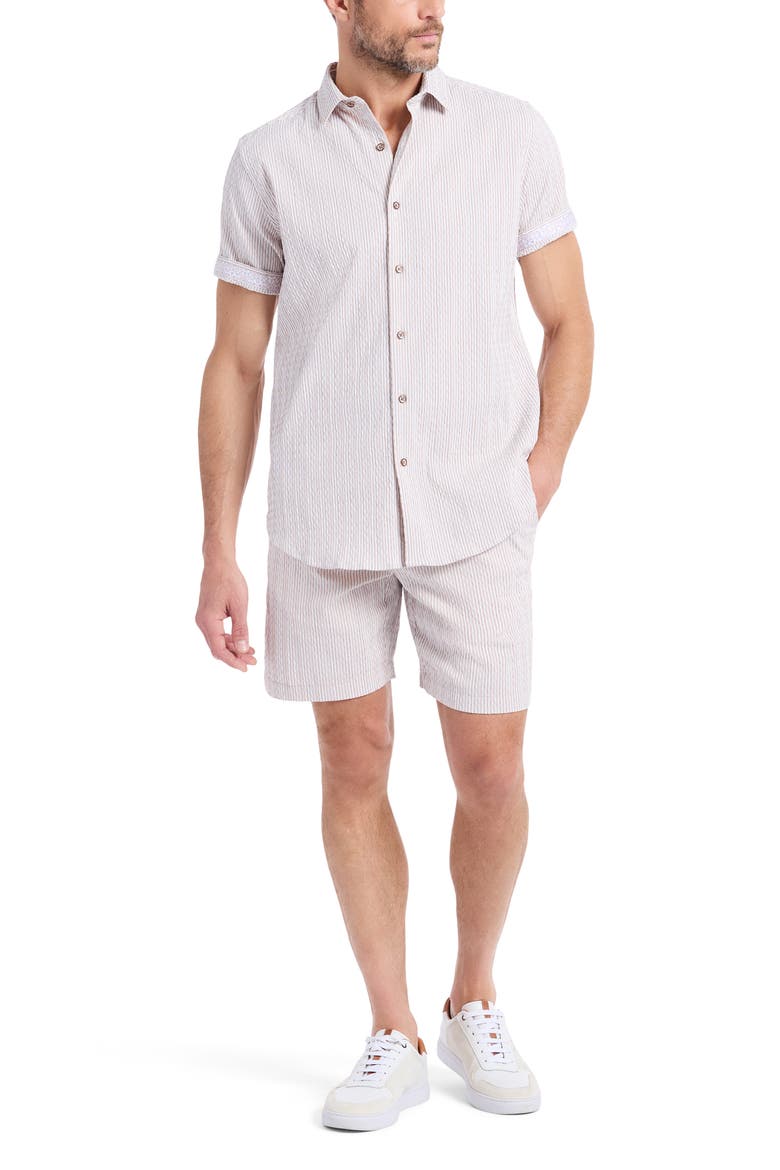 Fornillo Stripe Woven Shorts, Alternate, color, KHAKI