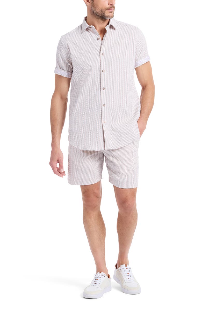 Robert Graham Fornillo Stripe Woven Shorts, Alternate, color, Khaki