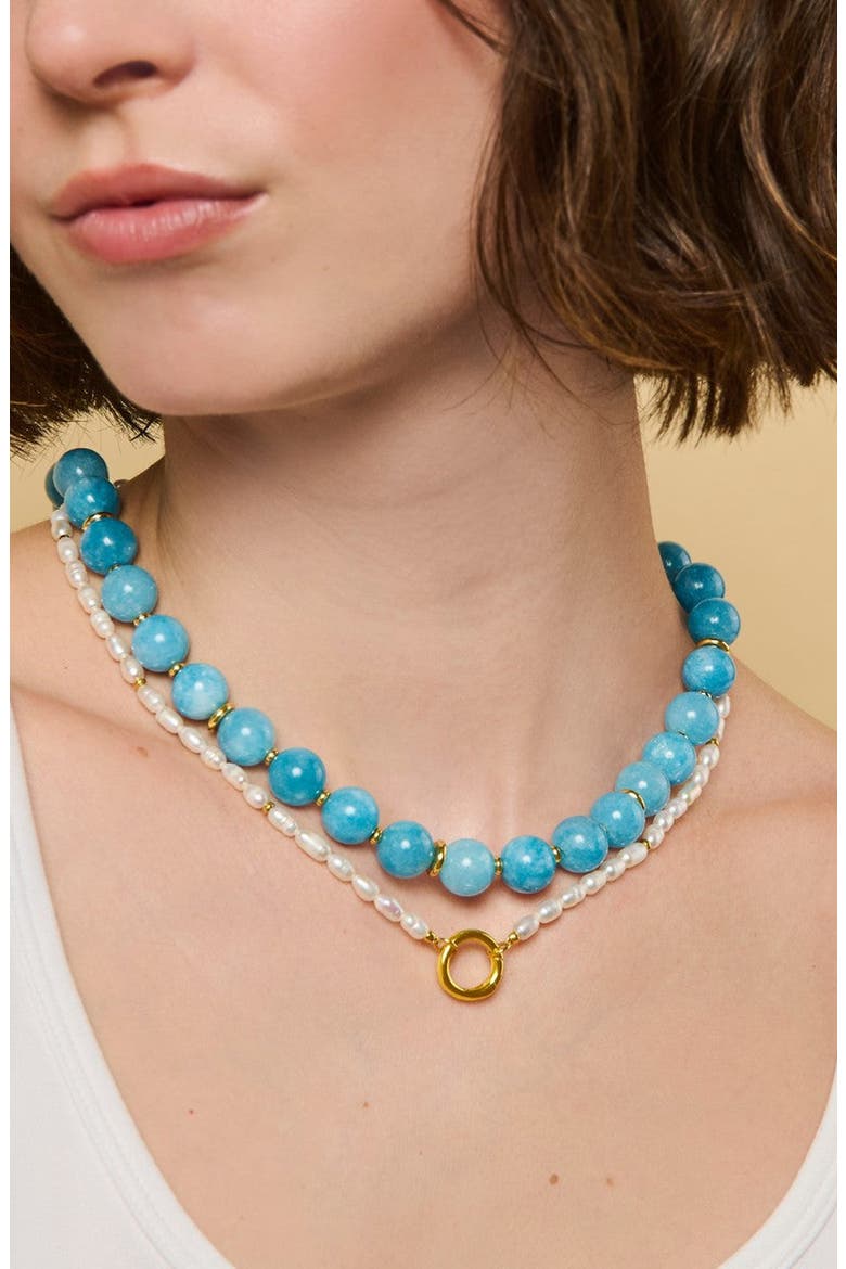 Camille Beaded Ocean Blue Necklace, Alternate, color, Ocean Blue