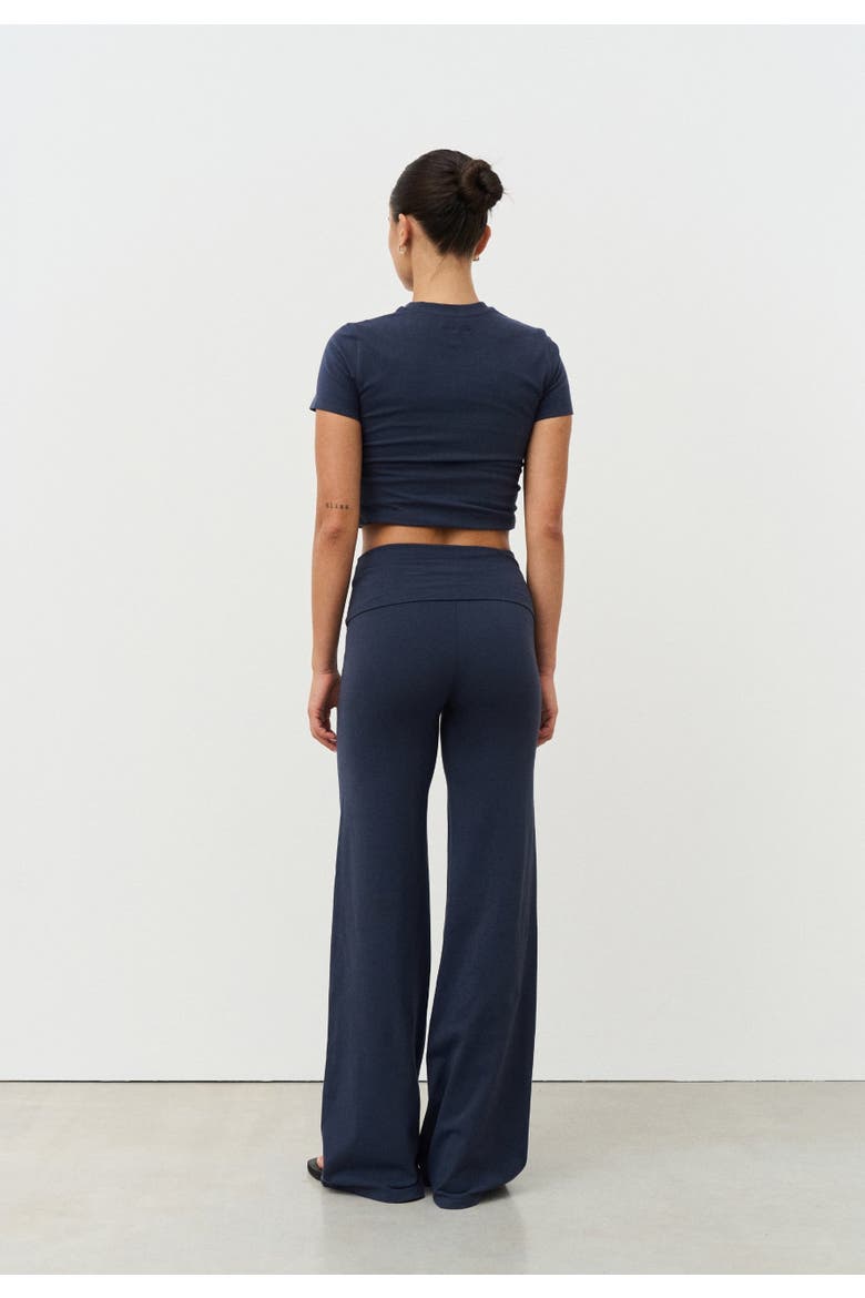 Soft Cotton Foldover Pants, Alternate, color, Navy