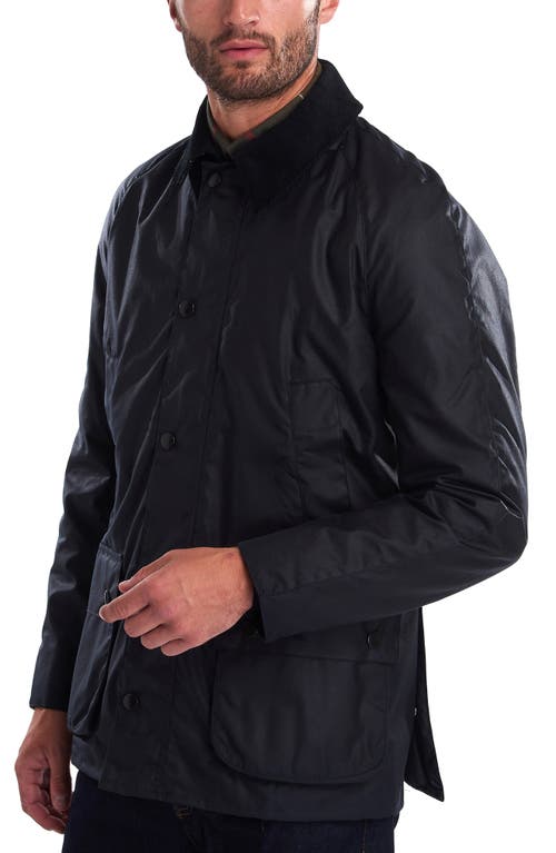 Shop Barbour Ashby Waxed Cotton Jacket In Navy 2