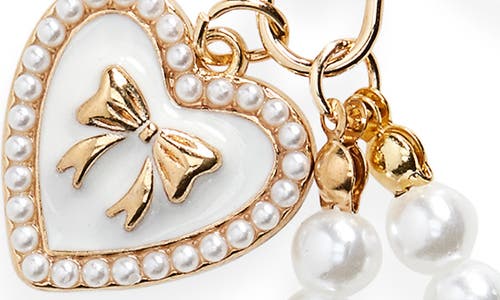 Bp. Heart Faux Pearl Bag Charm In Gold
