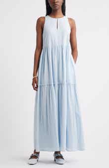 Treasure & Bond Sleeveless Tiered Cotton Gauze Maxi Sundress
