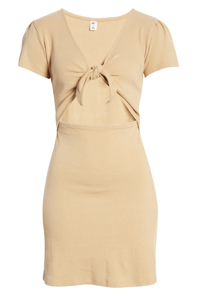 Tie Front Dress, Alternate, color, BEIGE NOUGAT