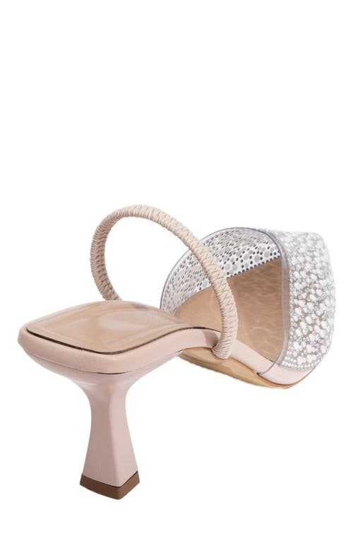 Forever & Always Shoes Whena Embellished Slingback Kitten Heel Pumps In Transparent With Pearls