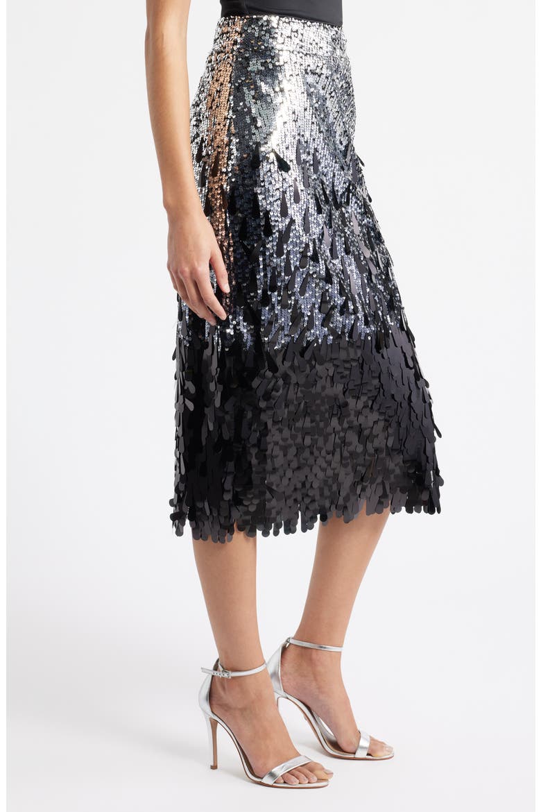 The Beatrice Sequin Midi Skirt, Alternate, color, SILVER/ NOIR OMBRE