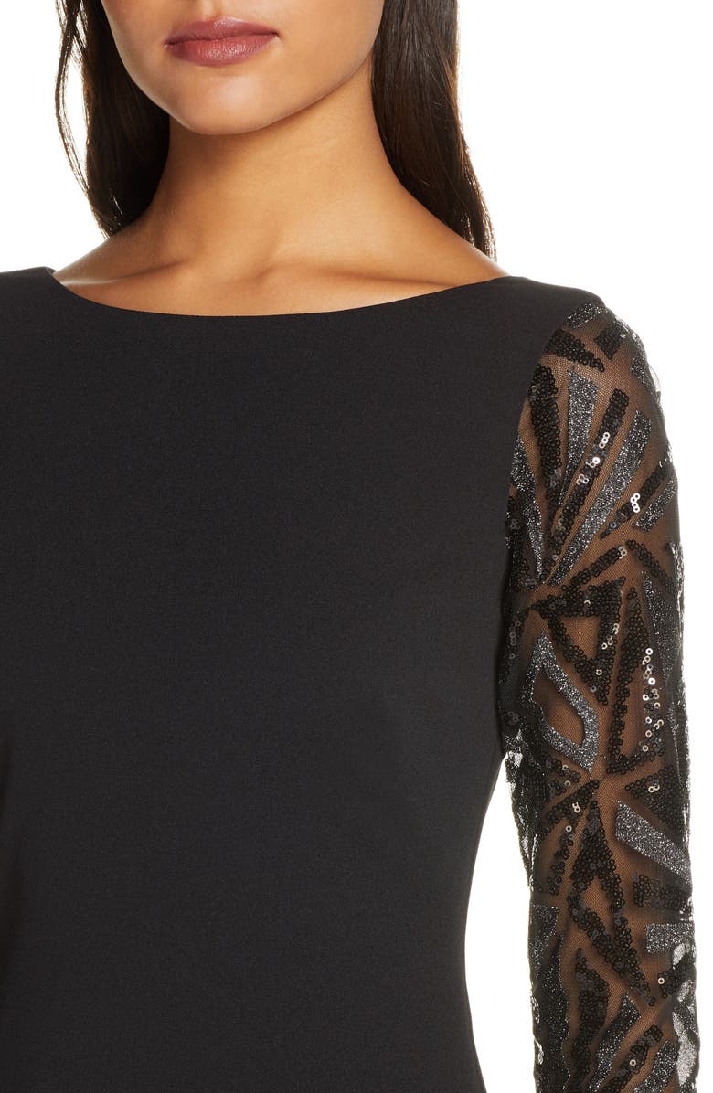 Vince Camuto Sequin Detail Long Sleeve Mermaid Evening Gown, Alternate, color, 