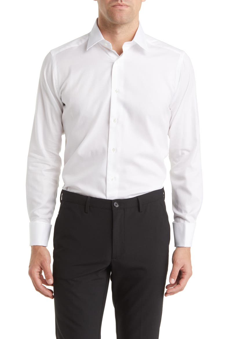 Slim Fit Tuxedo Shirt, Main, color, WHITE