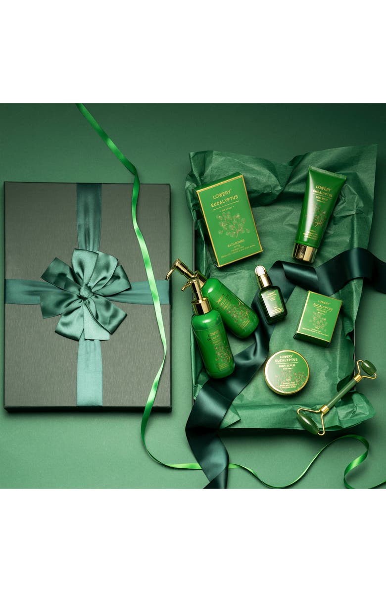 Lovery Luxury Holiday Basket Spa Kit, Eucalyptus Stress Relief Bath and Body Care, Alternate, color, Dark Green