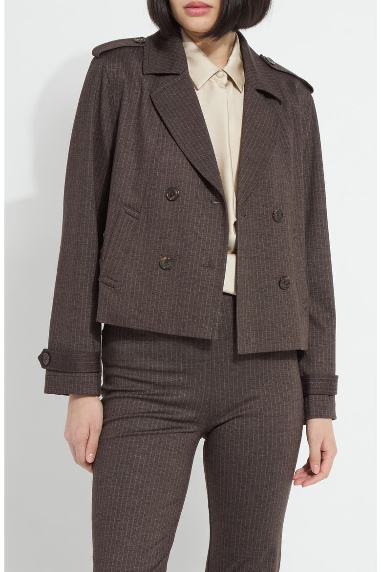 Thora Ponte Crop Trench Jacket, Alternate, color, HAIRLINE STRIPE