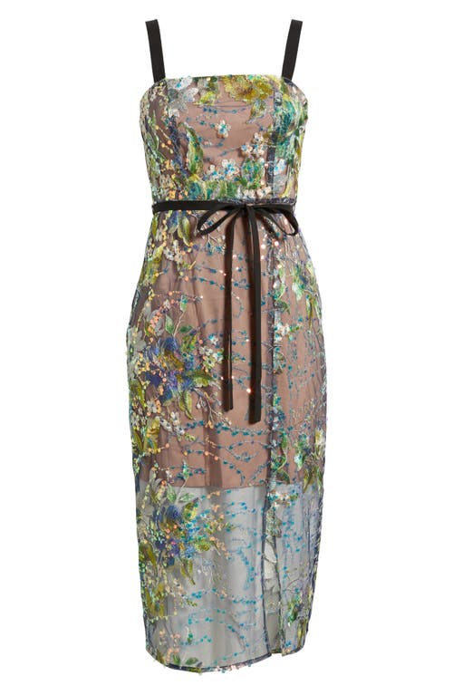 Sam Edelman Embroidered Floral Sequin Cocktail Dress In Multi