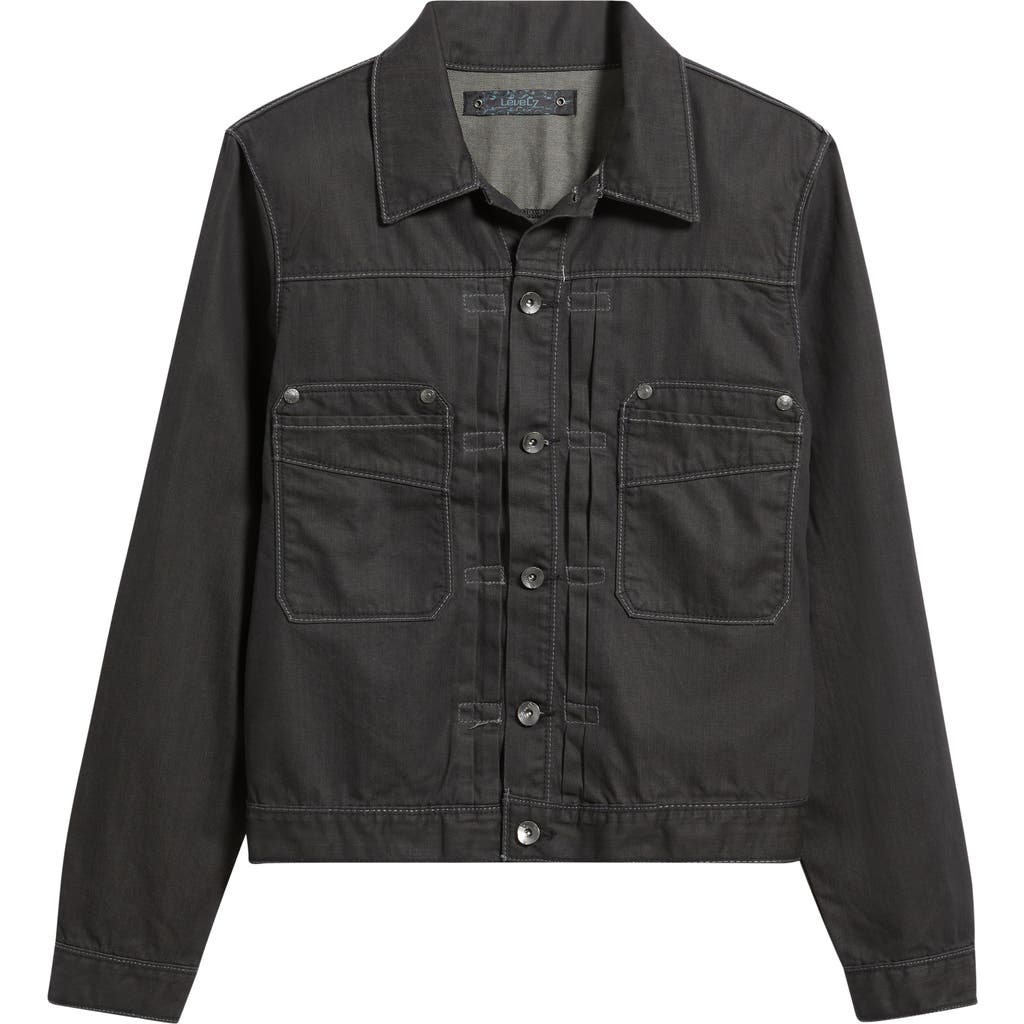 Level 7 Coated Denim Jacket In Black