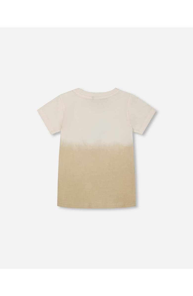 Deux par Deux Boy's Short Sleeve Organic Cotton Graphic Tee Gradient White And Beige, Alternate, color,