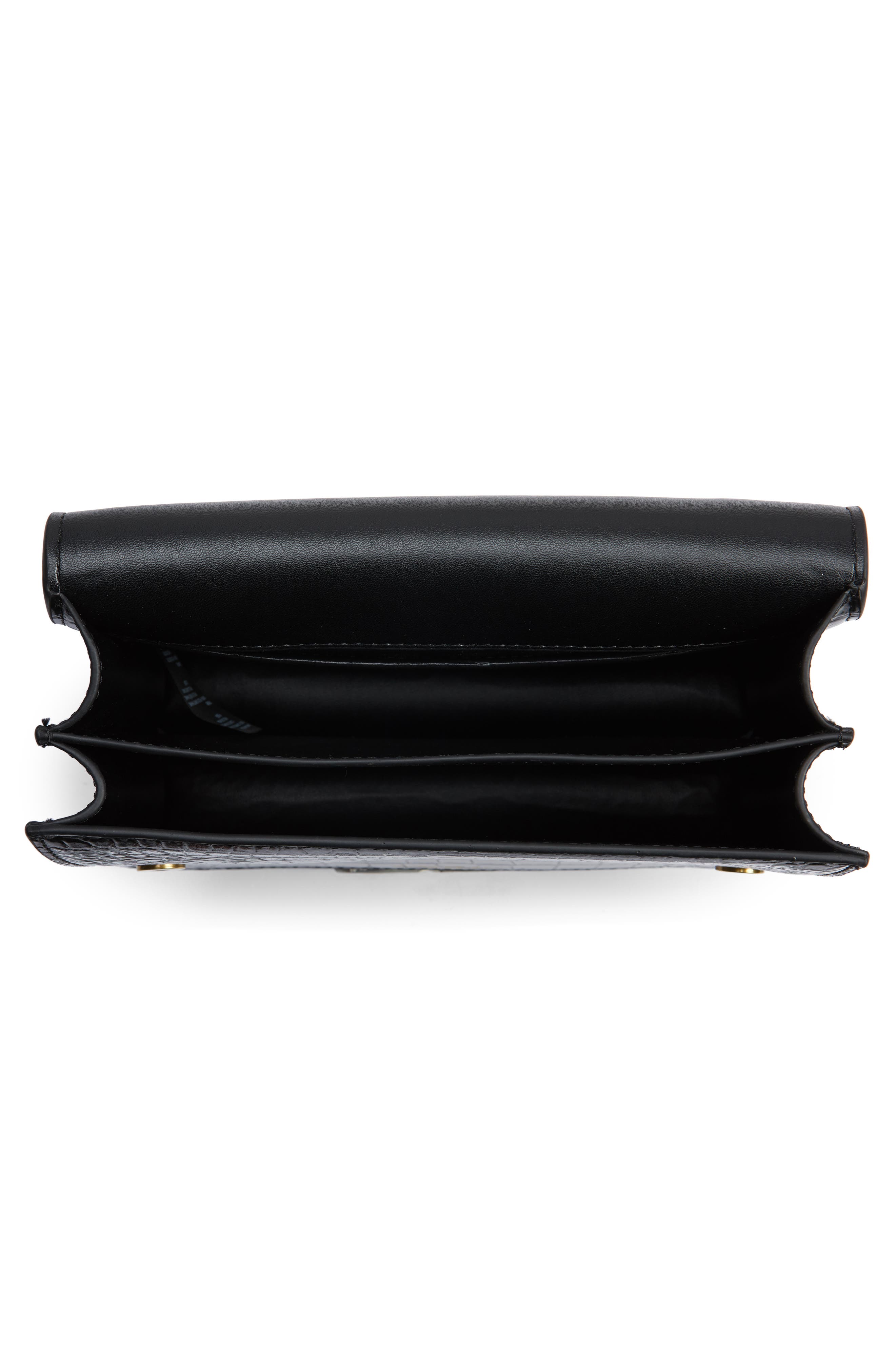 Kurt Geiger London Shoreditch Crocodile Embossed Leather Crossbody Bag, Alternate, color, Black