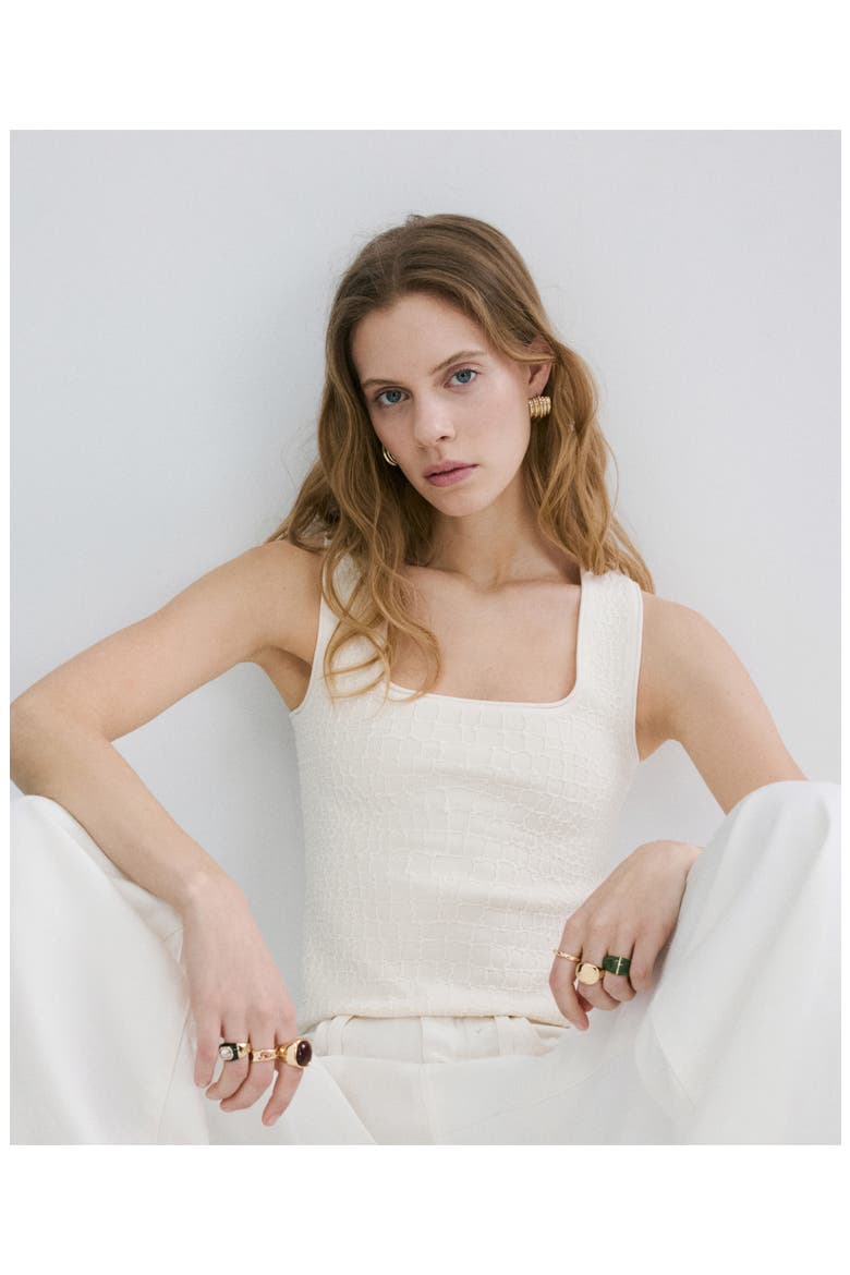 Croc Embossed Knit Tank, Alternate, color, ECRU