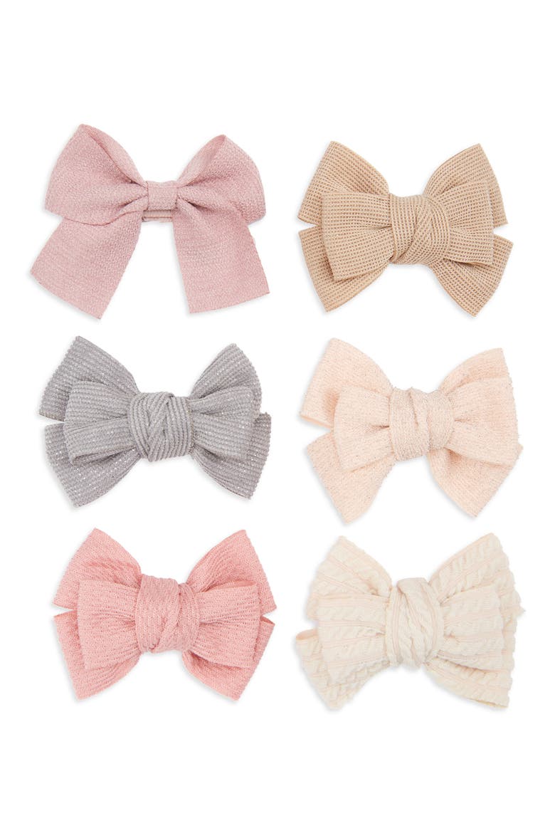 Kids' 6-Pack Assorted Bow Hair Clips, Main, color, MULTI