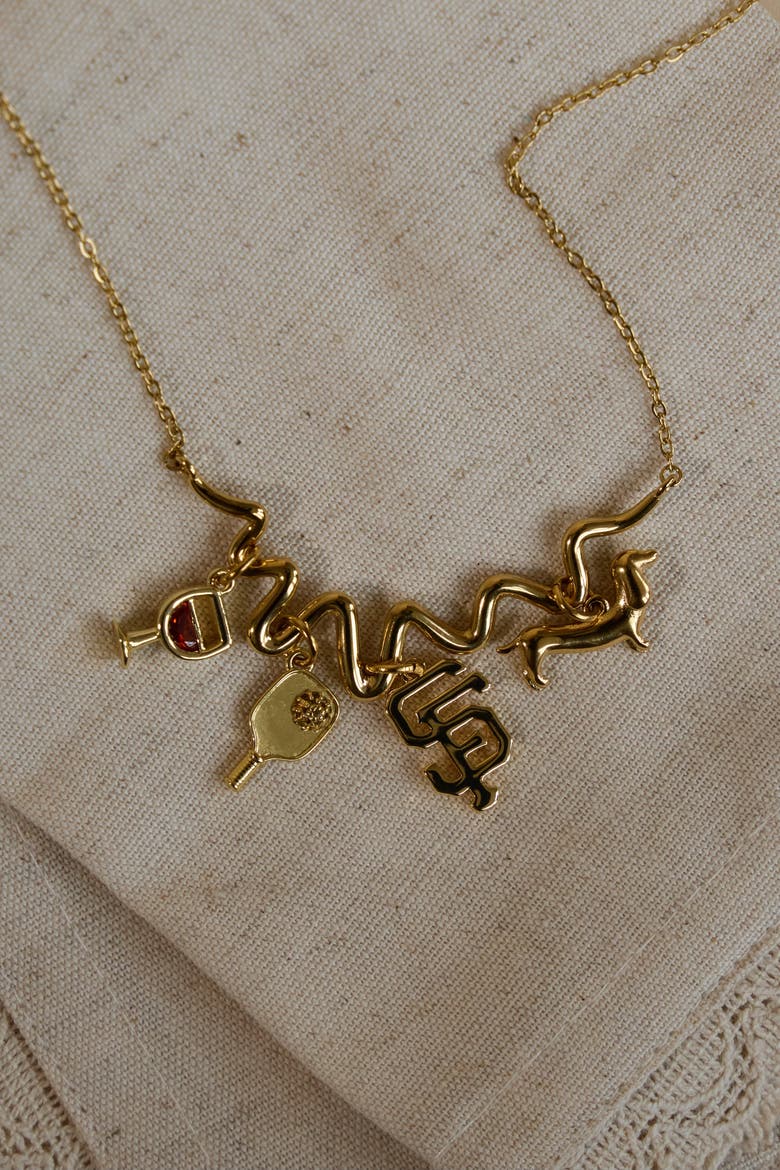 Contour Charm Necklace, Alternate, color, Gold