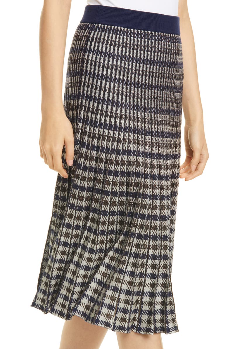 Baum und Pferdgarten Cyrilla Pleated Metallic Houndstooth Check Jacquard Skirt, Alternate, color, 